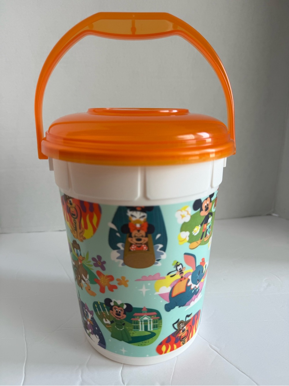 Disney Parks Character Popcorn Bucket Orange Lid Retro Attractions and Rides